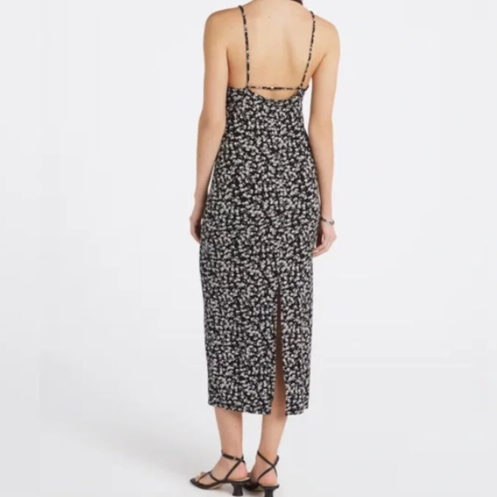 Z Supply Black Floral Maxi Dress with White Print